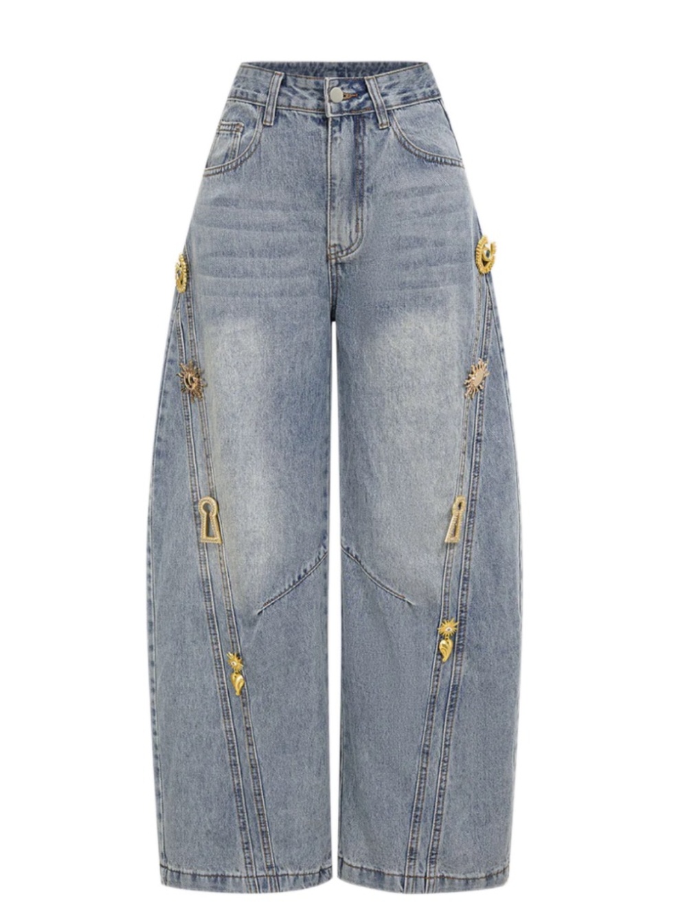 Micas Denim Metallic Decor Wide Leg Jeans